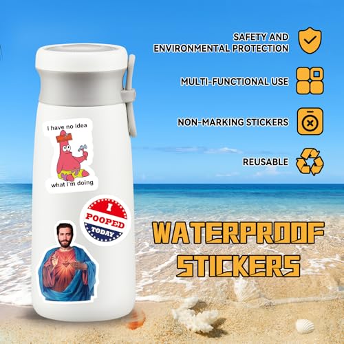 Funny Meme Stickers 200PCS, Vinyl Sticker Sheets (Easy Peel), Kids Teens Adults, Teacher Reward Stickers, Water-Resistant, for Laptop Water Bottle Phone Kindle Journal, No Repeats