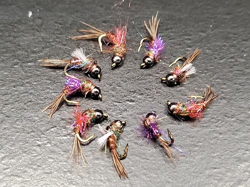 12 Tungsten Bead Head Trigger Nymph Selection, Bead Head Nymph, Custom Bead Head Nymph