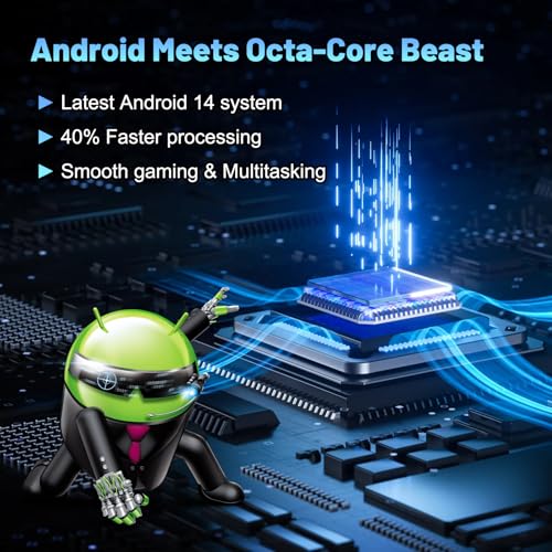 Image of Gleeso Tablet, 11 Inch Android Tablet, 16GB RAM 128GB ROM 2TB TF Expandable, Octa-Core, 6500mAh Large Battery, WiFi 6, Bluetooth 5.4, IPS HD Display, Dual Camera & Dual Speaker, Face Unlock, Gift