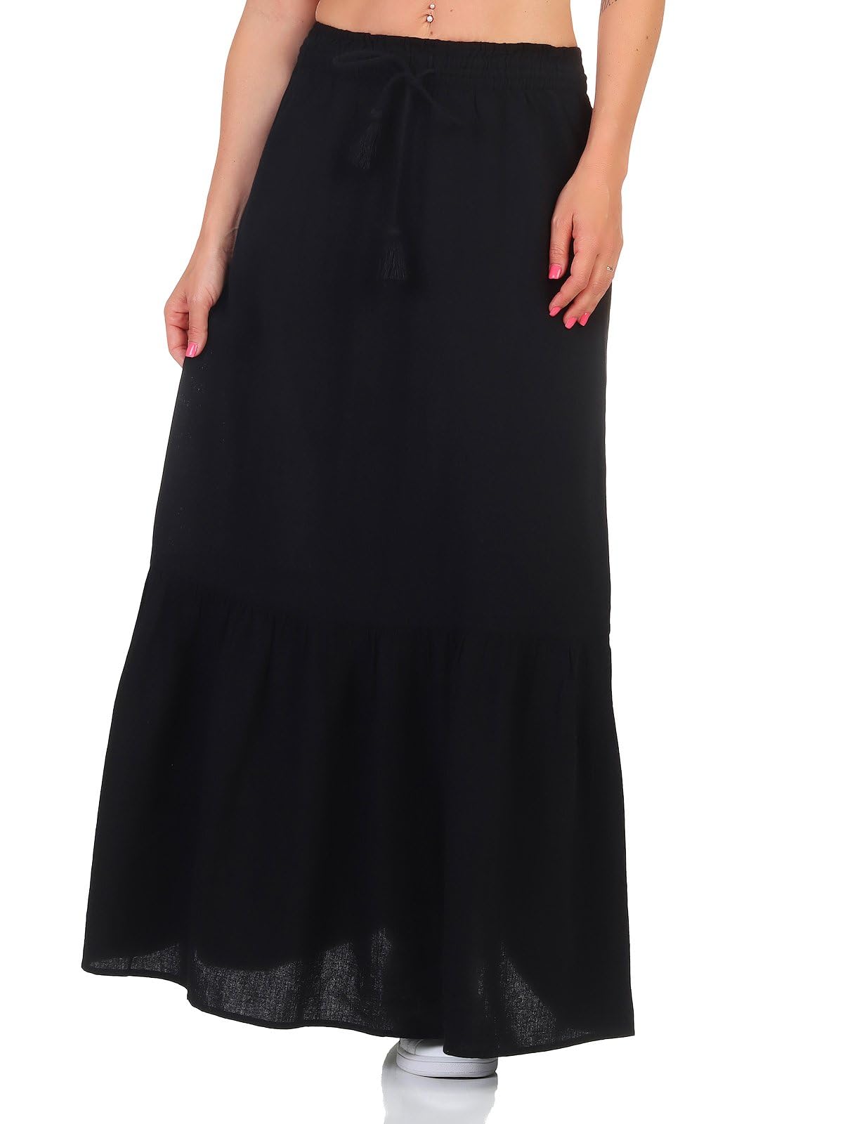 VERO MODA Vmpretty Hw Maxi Skirt WVN Ga Noos, Black, L