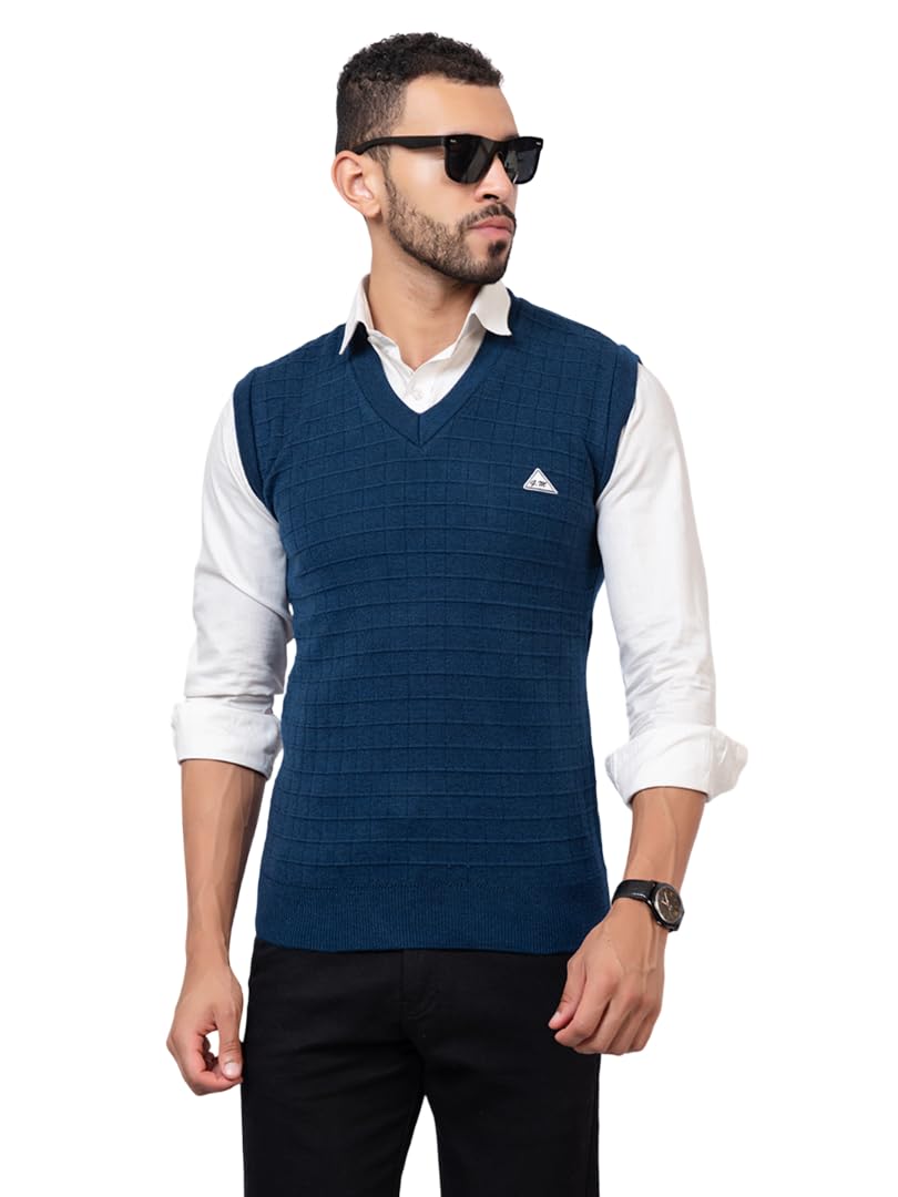 Men’s Wool Blend Sweater Vest | Sleeveless V-Neck Winter Pullover with Textured Knit Design | Warm & Stylish Layering for Office, Casual, and Formal Wear