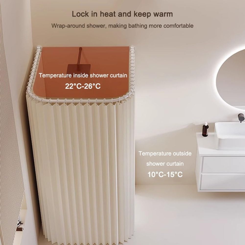 Rideau de douche pliable - Panneau de salle de bain étanche avec tringle en forme de U - Paravent peu encombrant - Pour la famille et l'hôtel - 360 x 200 cm (120 cm)