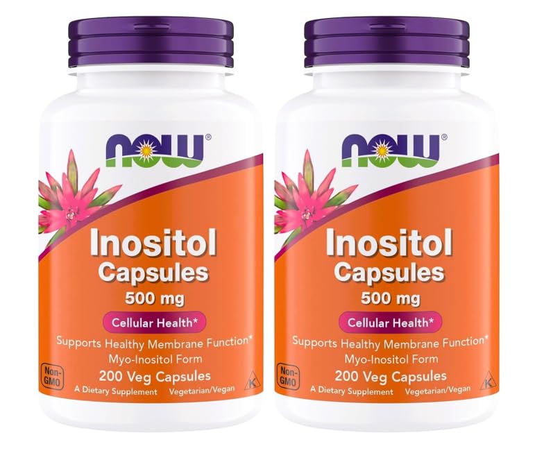 NOW Foods Inositol 500 mg - 200 Vegetarian Capsules (200 Count (Pack of 2))