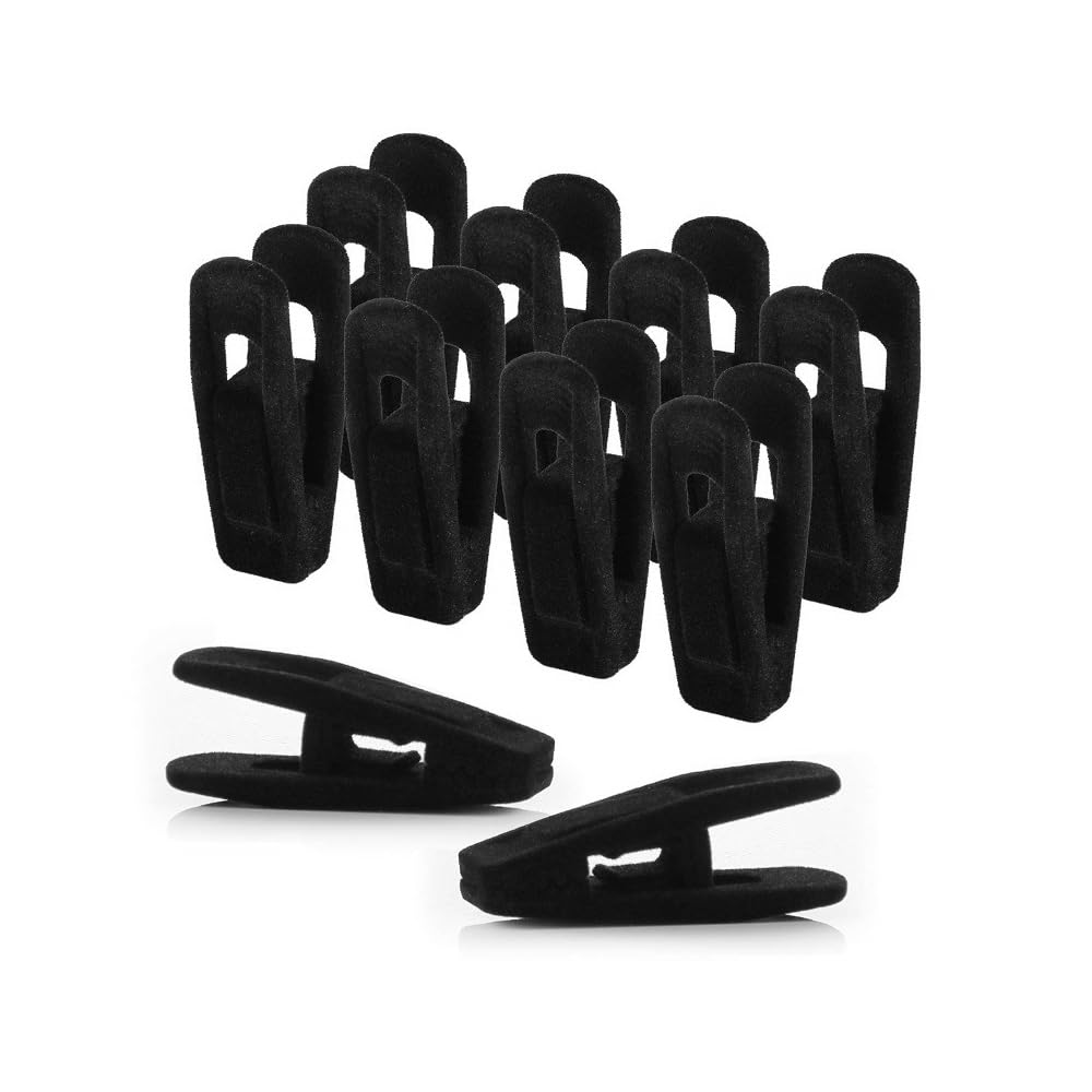 Negro Pinza de Perchas,24 Piezas Perchas de Terciopelo Clips Negro Pantalones Perchas Pinzas Fuerte Finger Flocked Clips para Colgar Pantalones Faldas Prendas