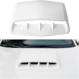 FALVFUN Car Hood Vents, Vehicle Scoop Turbo Bonnet Hood Air Flow Intake Cover, Automotive Exterior Decorative Engine Cooling Intake Vent Trim Accessories, Universal for SUV RV Truck (White)