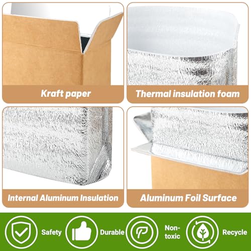 Image of UNIFAMILY 4pack Small Insulated Shipping Box for Frozen with Aluminum Foil Liner, Cold Shipping Boxes for Food, Reusable Styrofoam Cooler Mailing Box for Hot Frozen Food Delivery