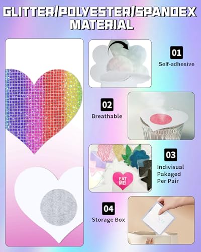 Image of CICKEE Pasties Rave Pack 27 Pairs Multicolor Nipple Covers Pasties Glitter Pasty