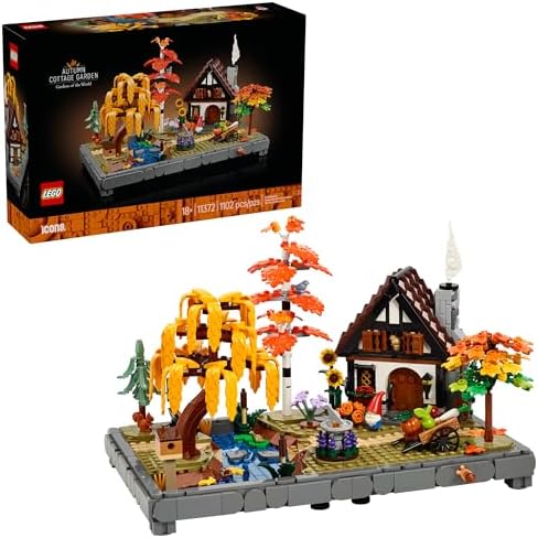LEGO Icons Autumn Cottage Garden Building Set for Adults, Ages 18+ - Whimsical Room Decor for Office, Bedroom, or Book Shelf - Building Blocks for Crafting Fans - Gift Idea for Birthdays - 11372