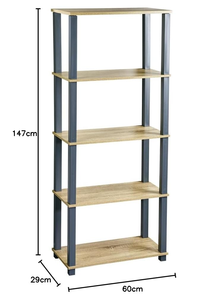 Kesper | regał, materiał: MDF, wymiary: szer. 60 x gł. 29 x wys. 147 cm, kolor: Somona dąb dekor, szary | 18452