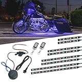 LEDGlow 8pc Advanced Million Color LED Motorcycle Accent Underlow Light Kit - 15 Solid Colors - 6 Patterns - Multi-Color Flexible Strips - Includes Waterproof Control Box & 2 Wireless Remotes