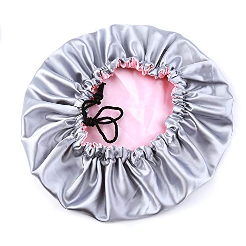 Image of Extra Large Adjustable Double Layer Satin Hair Bonnets with Drawstring for Women Night Sleeping Long Silky Satin