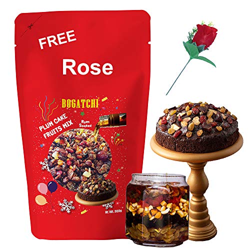 Image of BOGATCHI Happy Anniversary Plum Cake Mix - Pre-Soaked Dry Fruits Cashews, Raisins, Dates, Dry Ginger, Orange Peel, Tutty Fruity, Cherry, 300g