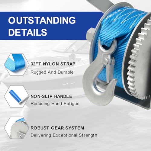image for cygrd Heavy Duty Boat Winch, 4500 lbs Capacity, All Steel Construction