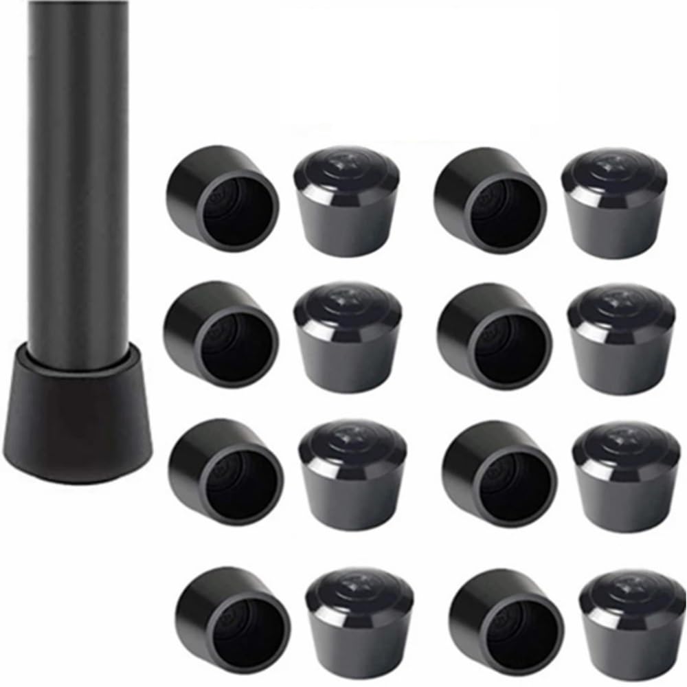 Chair Leg Floor Protectors 16Pcs Rubber Chair Leg Tips Caps Furniture Foot Table End Cap Covers Floor Protector for Indoor Home(Black-8mm,16pcs)