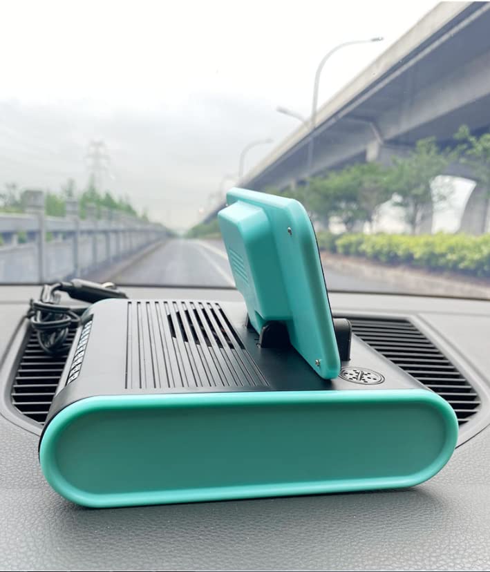Ventilador para automóvil de 12 V, Viento fuerte Ventilador creativo para automóvil Cuatro en uno Pequeño ventilador fresco con soporte de carga inalámbrico, Viene con aromaterapia