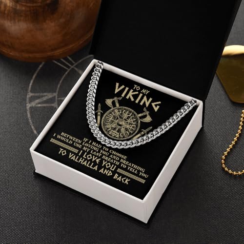 Yametee Personalized To My Shieldmaiden Necklace I Love You to Valhalla and Back Viking Jewelry For Women Birthday Wife Girlfriend Anniversary Customized Message Card2