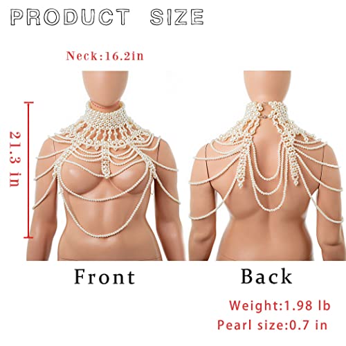 Florry Pearl Body Chain Bra Shoulder Necklace Jewelry For Women Pearl Bra Chains For Wedding Costume Easter Photoshoot #TOP5