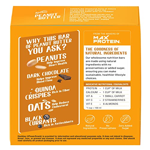 Image of RiteBite Max Protein 4g Protein Bar, Peanut Butter | With Dark Chocolate | 0 Added Sugar, No Cholesterol & Trans Fat Snack Bar, 40g (Pack of 12)