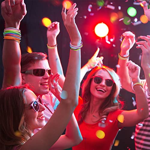 80S Colorful Neon Jelly Bracelets Retro Rock Pop Star Rainbow Diva Disco Jelly Neon Gel Stretchable Bracelets Bands 100 Pcs #TOP5