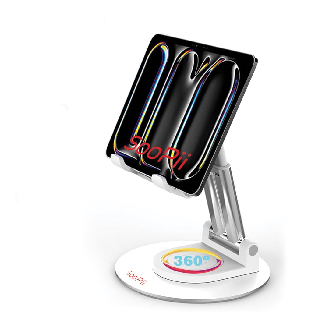 SOOPII Desktop Premium A Quality 360° Rotating Mobile Phone Stand Tablet Stand Tab Stand White Mobile Holder Heavy Base Aluminum Holder for Tablets/Mobile/Tab Stand and e-Book Readers (DM01R PRO) (B0B6PW42HN) Amazon Price History, Amazon Price Tracker