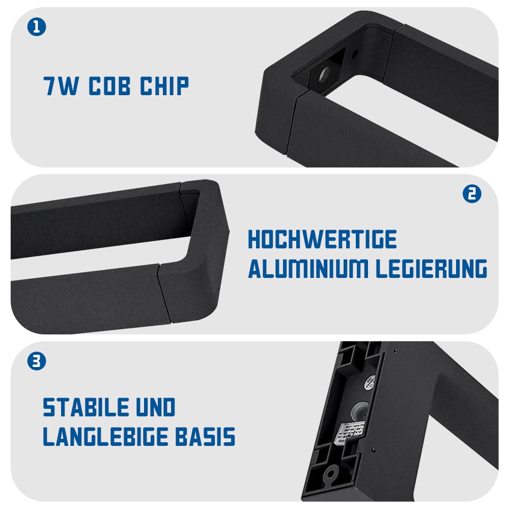 LED Wegeleuchten Außen 7W, LED Gartenleuchte, 3000K Aussenleuchte Stehlampe Außen, LED Pollerleuchte 60CM IP65, Standleuchte für Garten