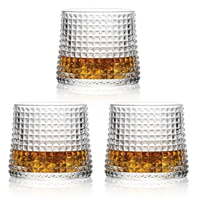 Noevany Whiskey Glasses -Old Fashioned Whiskey glasses Set of 3/Cocktail Glasses/Bourbon Glass/Bourbon Glasses/Alcohol Glasses/Old Fashioned Whiskey Glasses (Crystal Lattice)