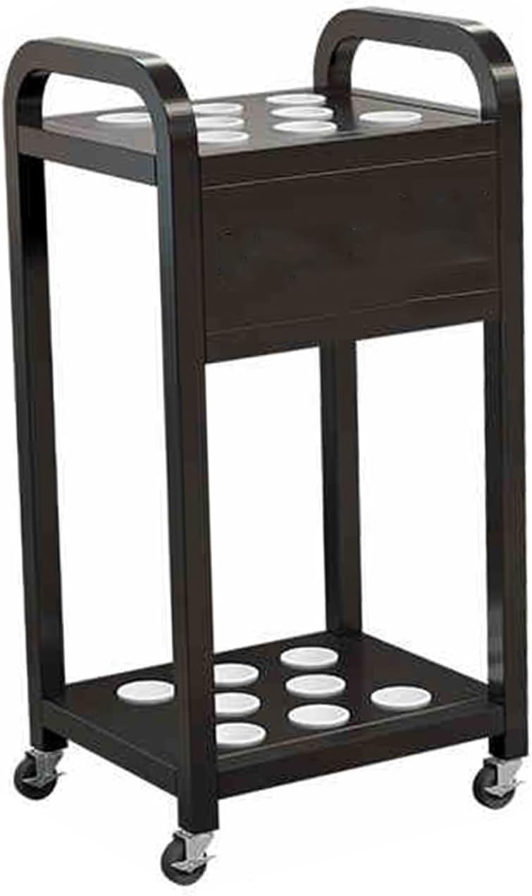 Billiard Game Room Storage Cart,Pool Cue Stand Floor with Armrests, Stick Rack for Home,Holds 8 Sticks(Orange)