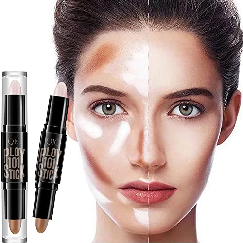 3D Highlight Contour Stick, Professional Double Head Facial Highlighting Shade Foundation Makeup, Cover Dark Circles, Acne Marks, 2 In 1 Body Makeup Shading Stick Foundation Cream Concealer Stick (#1 Ivory White) #TOP3