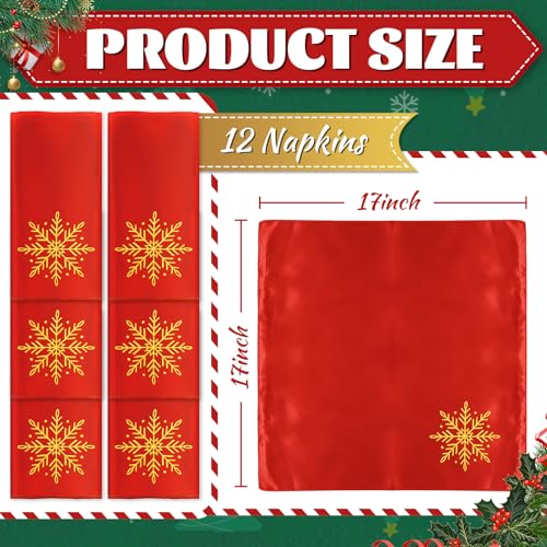 Servilletas de Tela Rojas con Bordado Dorado 17x17 Inch Pack 12 miniatura 2