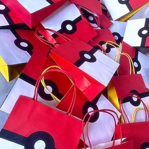Pokeball Party Supplies Favors, Pocket Monster Party Bags for Kids Adults Birthday Party Game Theme Birthday Party Decorations Set of 12