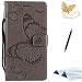 Produktbild TOUCASA S7 Edge Handyhülle,S7 Edge Hülle, Brieftasche flip PU Leder ledercaseHülle Kartenfächer [3D Butterfly] [3D Schmetterling] Embossed Technology für Samsung S7 Edge-Grau+Stylus Pen