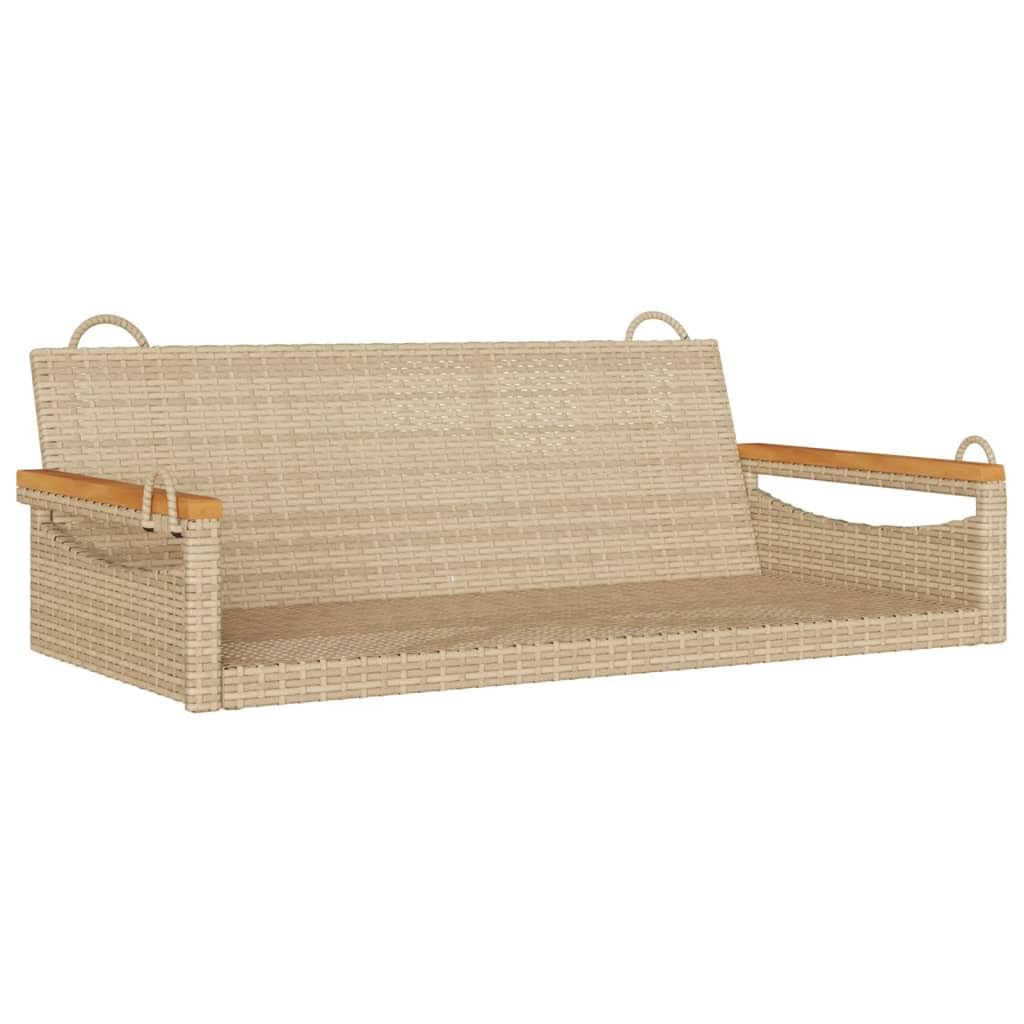 vidaXL Ławka bujana, beżowa, 109x62x40 cm, polirattan
