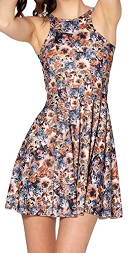 Image of Sister Amy Printed Elastic Sleeveless Shaping Breathable Camisole Skater Dress