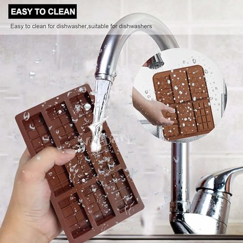 Image of MoldBerry Silicone Chocolate Bar Mould Combo - 6 Cavity Multi Design Chocolate Bar Mold + 9 Cavity Small Kunafa Bar Mold for Homemade Chocolates, Candy, Desserts & Baking (Pack 2)