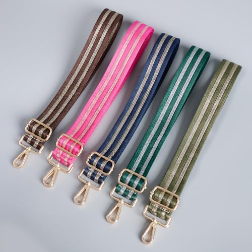 Image of chushui Herringbone Purse Strap Replacement Wide Adjustable Crossbody Strap with Metallic Thread,Woven Fashion Shoulder Bag Strap for Tote Handbag, Gold Silver Shimmer