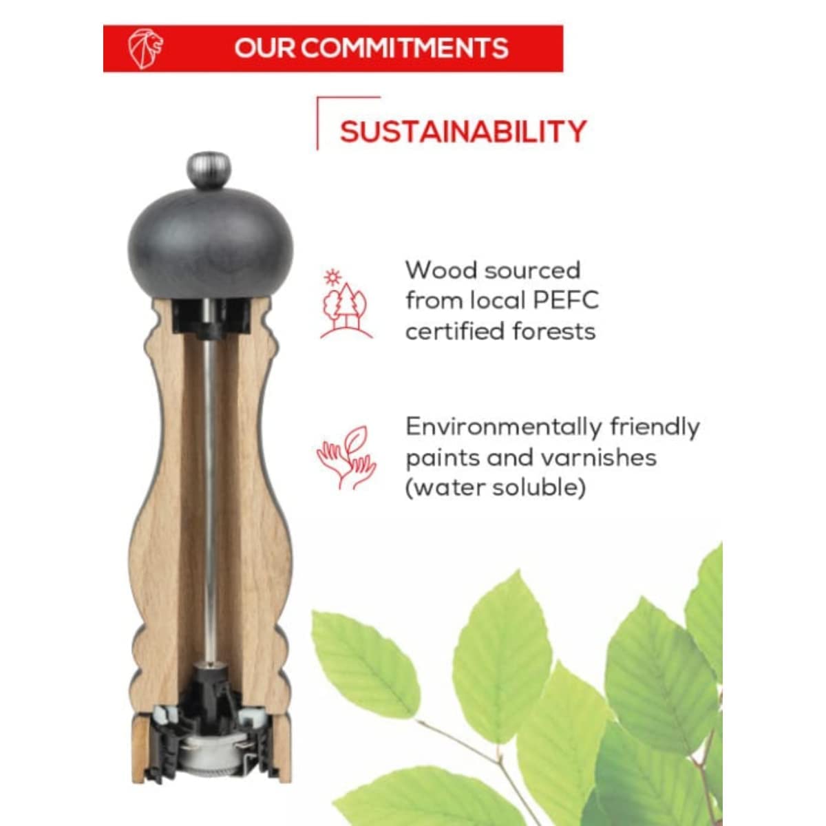 PEUGEOT - Salzmühle Madras u‘Select 16 cm -6 voreingestellte Mahlgrade - Innovatives Zirlion-Mahlwerk für pulverfeines Salz - Aus PEFC-zertifiziertem Olivenholz und Edelstahl - Französisches Know-how