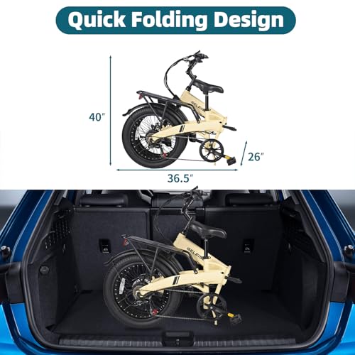 Folding Electric Bike for Adults, 20″×3.0 Fat Tire Electric