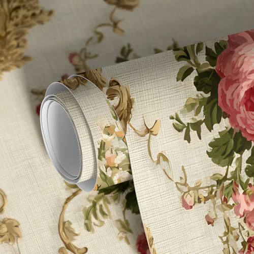Image of PAPER PLANE DESIGN Vintage Floral Vinyl Self Adhesive Wallpaper Peel & Stick, Waterproof, Stain-Proof & Easy to Clean | 16 in X 90 in, Decor for Bedroom, Hallway, Living Room (B)