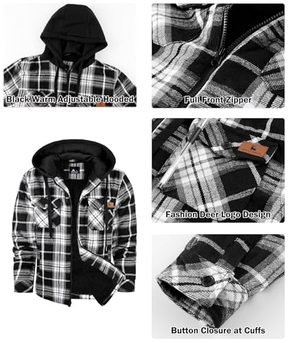 onedog Flannel Jackets for Men Plaid Sherpa Lined Heavyweight Winter Warm Jacket - Image 5