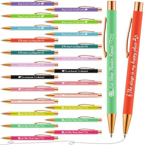Sayglossy 24 Pack Theater Gifts for Women Men, Ballpoint Pen Set with Quotes, Funny Theater Actor Gifts for Musical Broadway Theatre Lovers Friends, Actors (Retro)