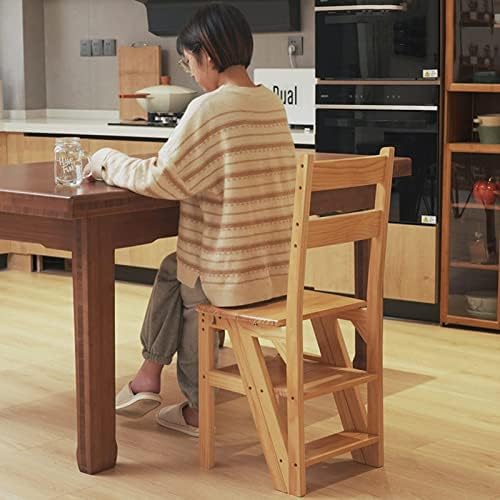 Foldable Wooden Ladder Chair – 4 Step Folding Stool for Storage & Decor Dual Use Step Stool & Display Stand Space Saving Design for Home & Office