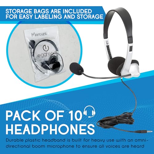Image of Egghead EGG-IAG-1007TRSS-10-PK-SO Mobile-Ready Multimedia Headset, Black /Silver (Pack of 10)