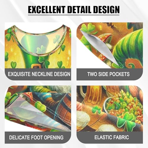 Gnome St Patrick Clover Pajama Set Short Sleeve Sleepwear Soft Pajamas Shorts Sets Cotton PJS 5Y4