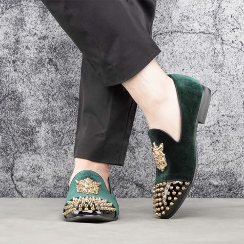 Image of Meijiana Mens Velvet Loafers Dress Shoes with Metal Embellishments Party Luxury Loafer Shoes