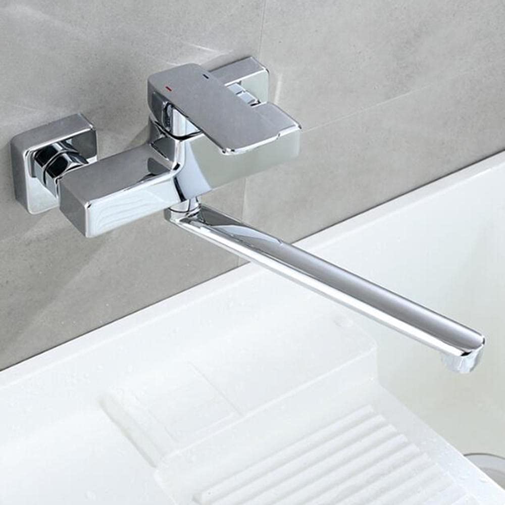 ZLLFHS Monte a Parete Brass rotabile Acqua Calda e Fredda Faucet della Bocca Lunga per lavelli da Cucina -Cromo -25 cm