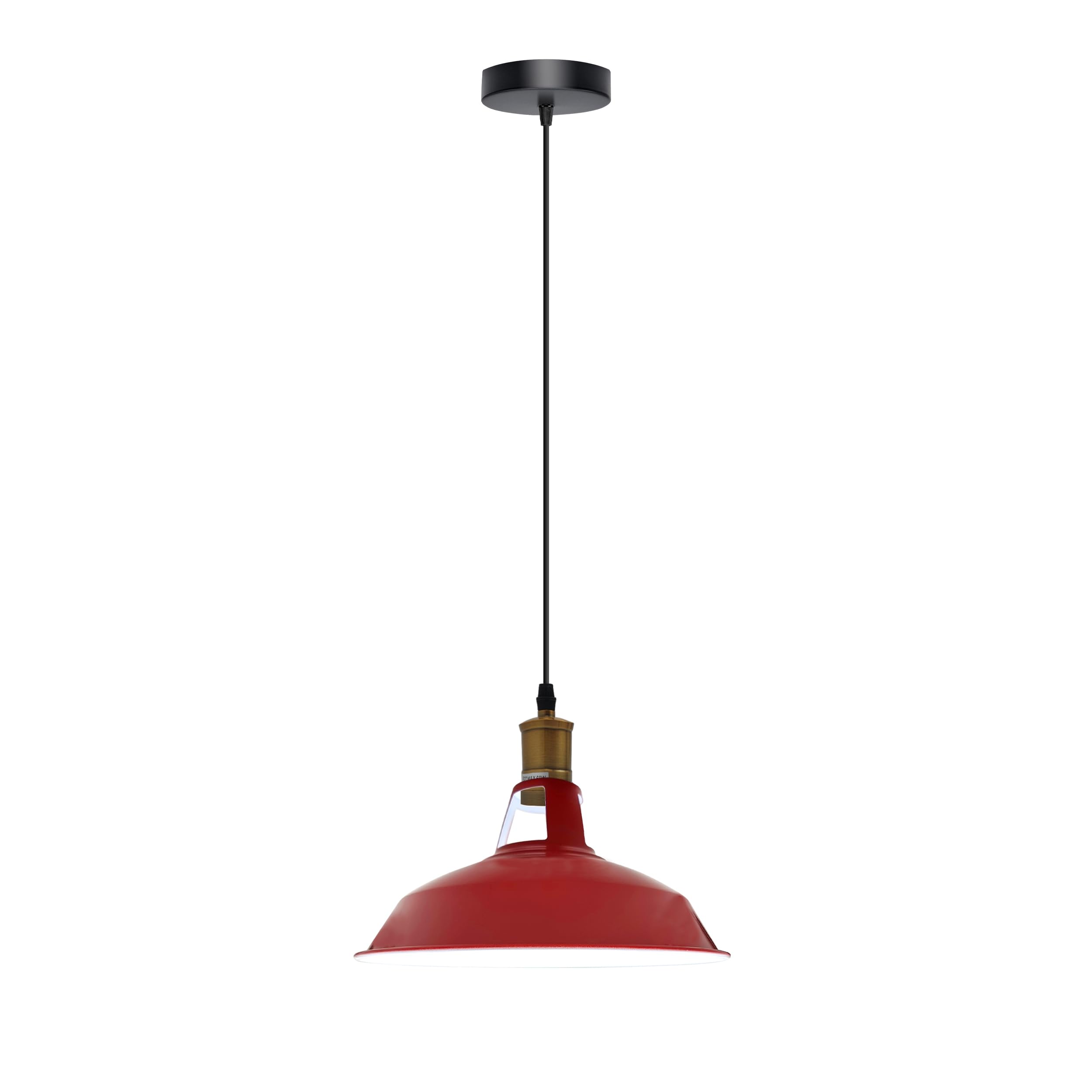 LEDSone Modern Vintage -Industrial Ceiling-Pendant Light Metal 30cm Lamp Shade Indoor Hanging Light for Bar, Bedroom, Dining Room, Conservatory (Red- Barn Slot) — image 1