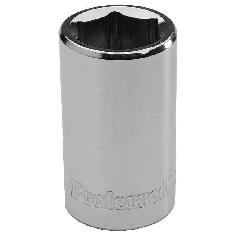 Soquete sextavado SAE Proferred S15012, encaixe quadrado de 6,35 mm, boca de 9,53 mm, 6 pontos