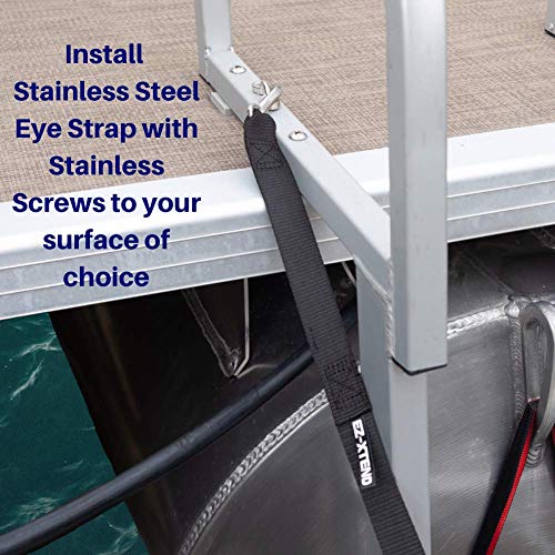 EZ-Xtend Pontoon Ladder Pull Up Strap Using Snap Hook System - Made with Heavy Duty 4500 LB Breaking Strength 1