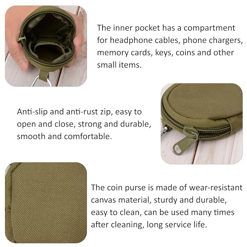 Coin Purse with Zipper, Change Purses Small Organizer Bags Canvas for Home, Coin Purse Keychain Pockets for Waist Pack (Black)4