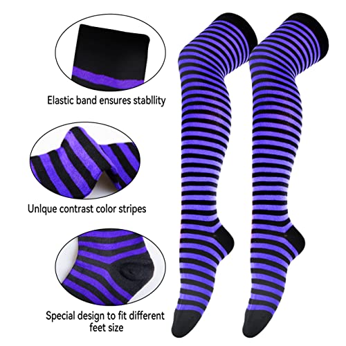 Image of Over Knee Rainbow Thigh High Socks Cosplay Accessories for Women Fashion Wild Long Striped Leg warmers